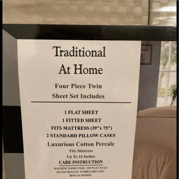 Traditional At Home 4pc Twin Sheet Set honey beige - Picture 4 of 9